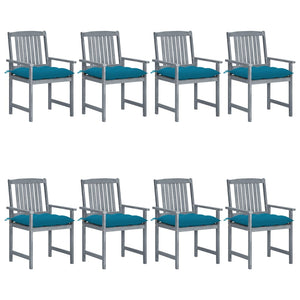 vidaXL Chaises de jardin avec coussins 8 pcs Bois d'acacia massif Gris