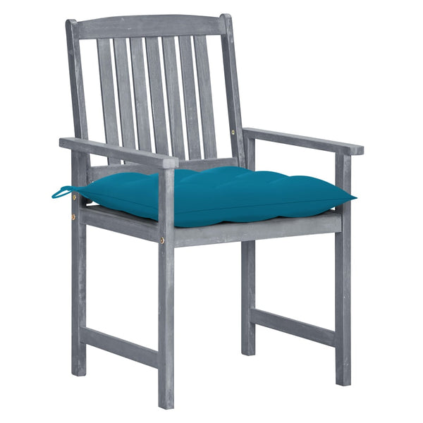 vidaXL Chaises de jardin avec coussins 8 pcs Bois d'acacia massif Gris