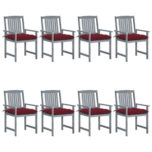 vidaXL Chaises de jardin avec coussins 8 pcs Bois d'acacia massif Gris