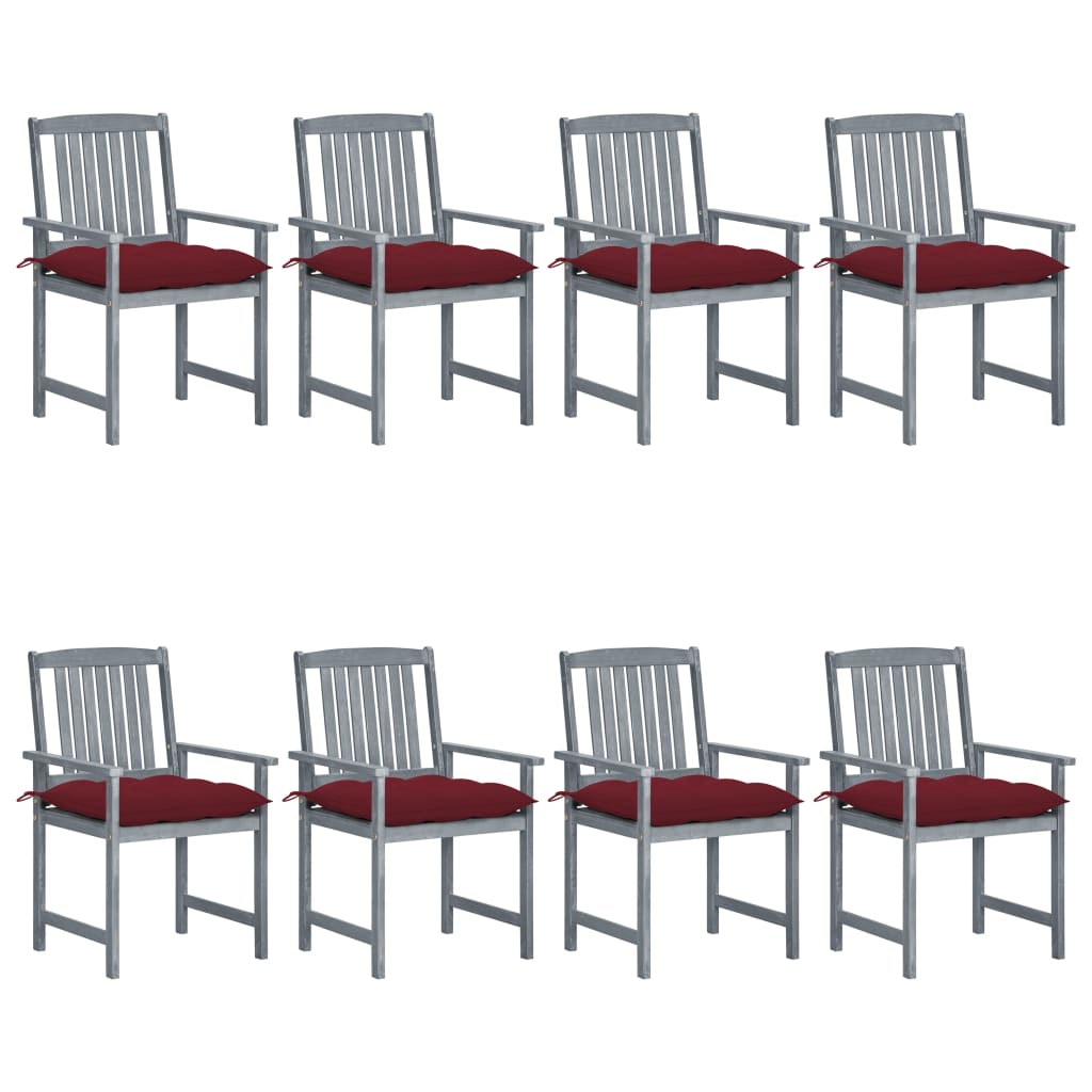 vidaXL Chaises de jardin avec coussins 8 pcs Bois d'acacia massif Gris