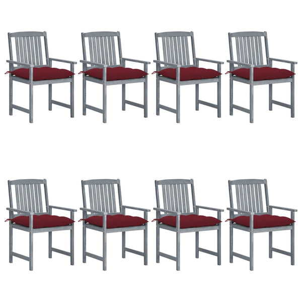 vidaXL Chaises de jardin avec coussins 8 pcs Bois d'acacia massif Gris