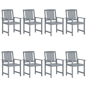 vidaXL Chaises de jardin avec coussins 8 pcs Bois d'acacia massif Gris