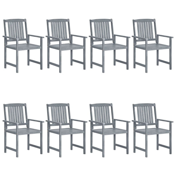 vidaXL Chaises de jardin avec coussins 8 pcs Bois d'acacia massif Gris