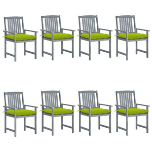 vidaXL Chaises de jardin avec coussins 8 pcs Bois d'acacia massif Gris