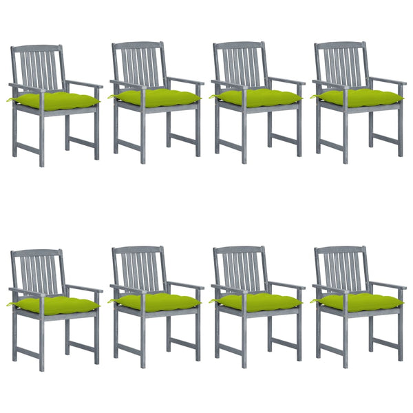 vidaXL Chaises de jardin avec coussins 8 pcs Bois d'acacia massif Gris