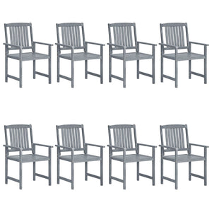 vidaXL Chaises de jardin avec coussins 8 pcs Bois d'acacia massif Gris