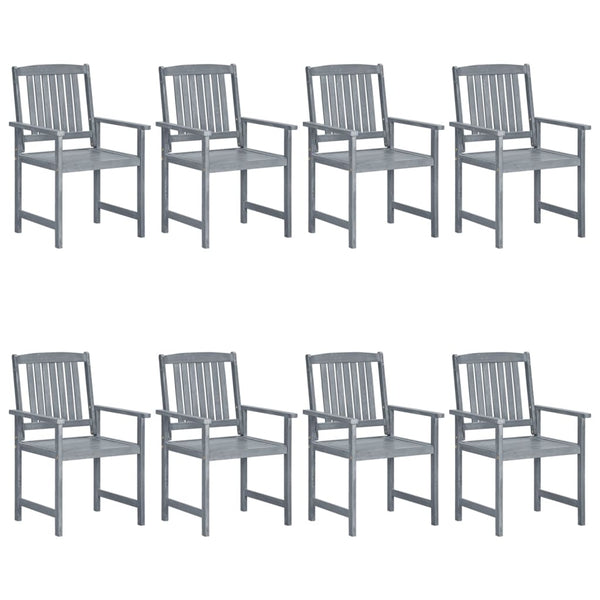 vidaXL Chaises de jardin avec coussins 8 pcs Bois d'acacia massif Gris