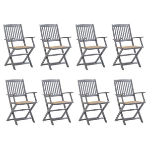 vidaXL Chaises de jardin pliantes 8 pcs avec coussins Bois d'acacia massif