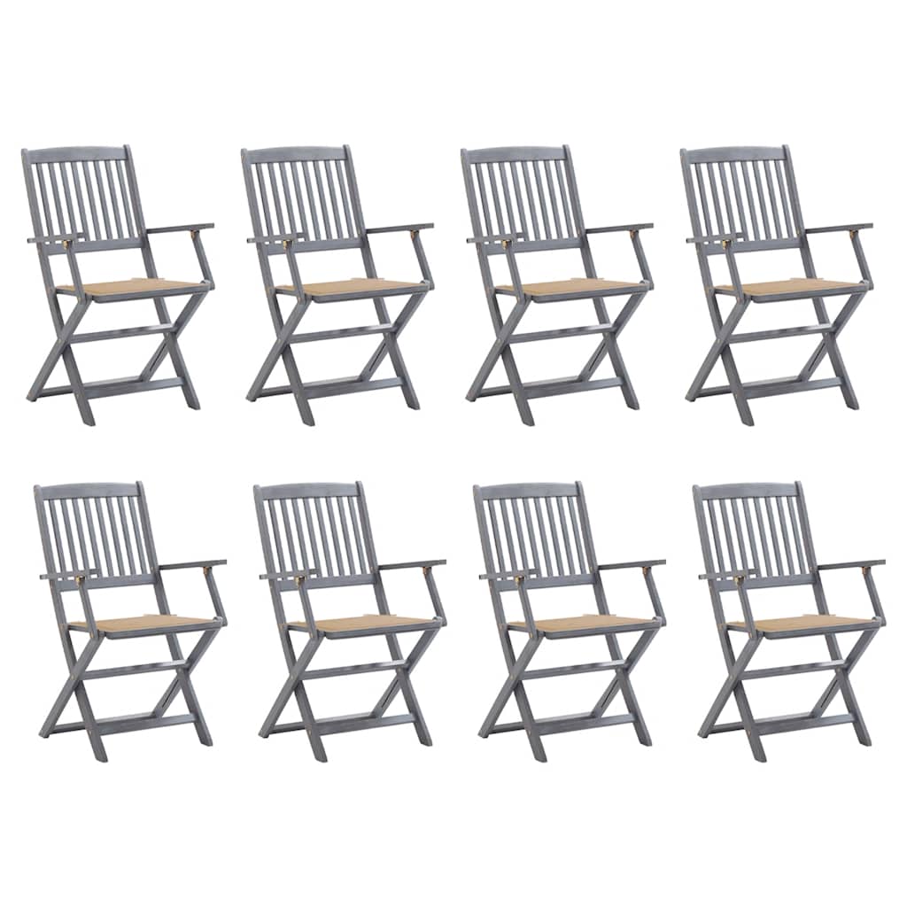 vidaXL Chaises de jardin pliantes 8 pcs avec coussins Bois d'acacia massif