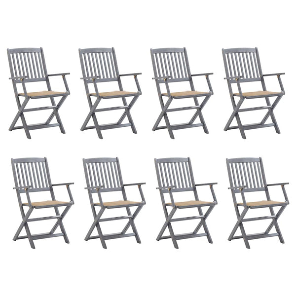 vidaXL Chaises de jardin pliantes 8 pcs avec coussins Bois d'acacia massif