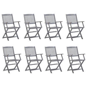 vidaXL Chaises de jardin pliantes 8 pcs avec coussins Bois d'acacia massif