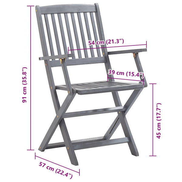 vidaXL Chaises de jardin pliantes 8 pcs avec coussins Bois d'acacia massif