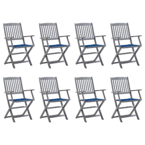 vidaXL Chaises de jardin pliantes 8 pcs avec coussins Bois d'acacia massif