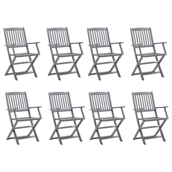 vidaXL Chaises de jardin pliantes 8 pcs avec coussins Bois d'acacia massif