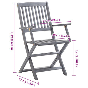 vidaXL Chaises de jardin pliantes 8 pcs avec coussins Bois d'acacia massif