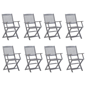 vidaXL Chaises de jardin pliantes 8 pcs avec coussins Bois d'acacia massif