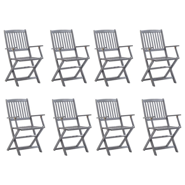 vidaXL Chaises de jardin pliantes 8 pcs avec coussins Bois d'acacia massif