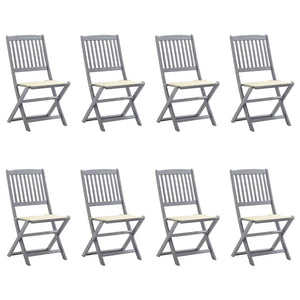 vidaXL Chaises de jardin pliantes 8 pcs avec coussins Bois d'acacia massif