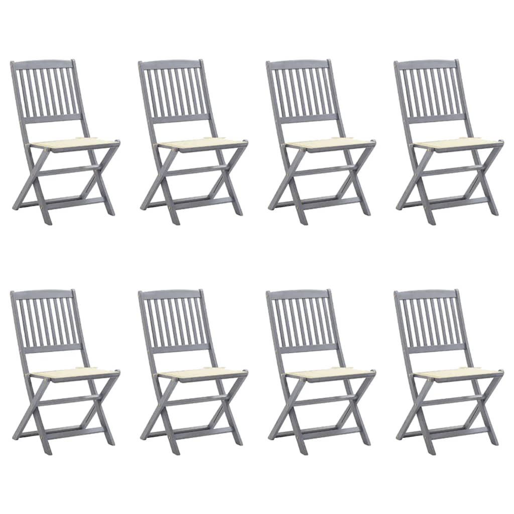 vidaXL Chaises de jardin pliantes 8 pcs avec coussins Bois d'acacia massif