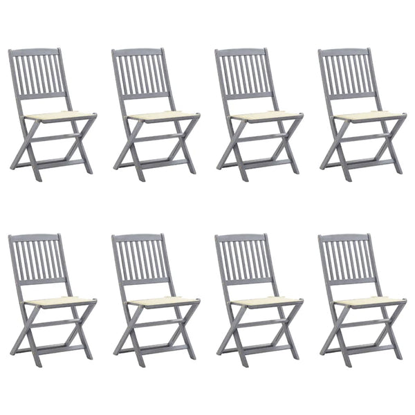 vidaXL Chaises de jardin pliantes 8 pcs avec coussins Bois d'acacia massif