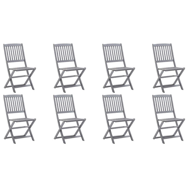 vidaXL Chaises de jardin pliantes 8 pcs avec coussins Bois d'acacia massif