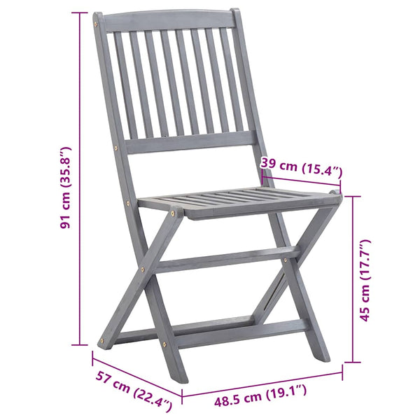 vidaXL Chaises de jardin pliantes 8 pcs avec coussins Bois d'acacia massif