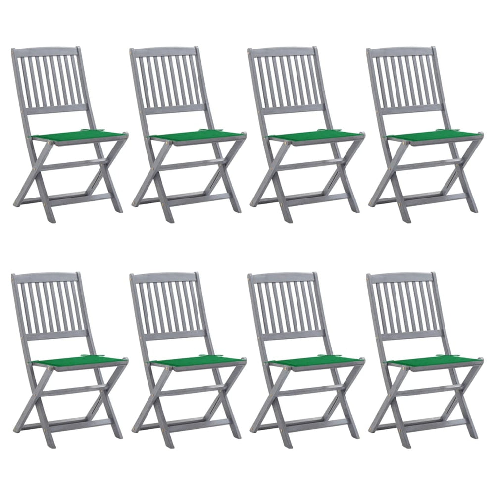 Klappbare Gartenstühle 8 Stk. mit Kissen Massivholz Akazie