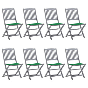 vidaXL Chaises de jardin pliantes 8 pcs avec coussins Bois d'acacia massif