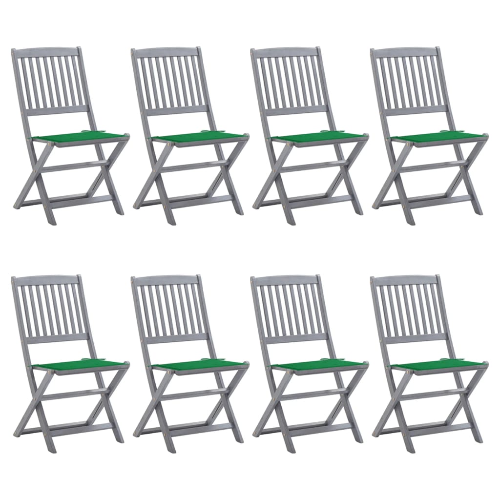 vidaXL Chaises de jardin pliantes 8 pcs avec coussins Bois d'acacia massif