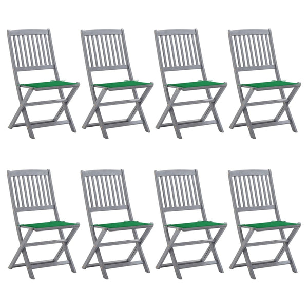 vidaXL Chaises de jardin pliantes 8 pcs avec coussins Bois d'acacia massif