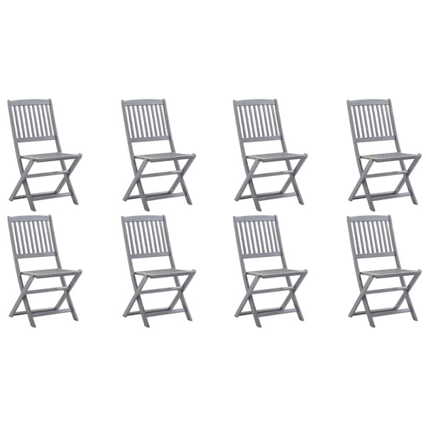 vidaXL Chaises de jardin pliantes 8 pcs avec coussins Bois d'acacia massif