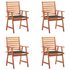Garten-Essstühle 4 Stk. mit Kissen Massivholz Akazie