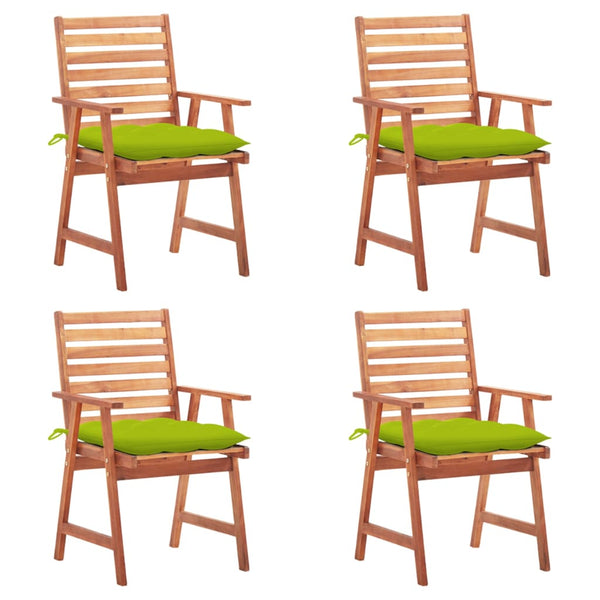 Garten-Essstühle 4 Stk. mit Kissen Massivholz Akazie
