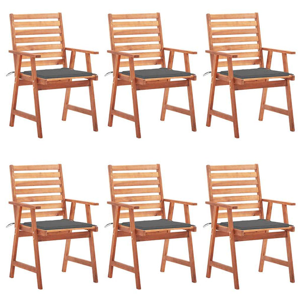 Garten-Essstühle 6 Stk. mit Kissen Massivholz Akazie