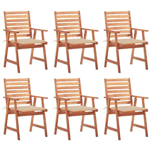 vidaXL Chaises de salle à manger de jardin 6 pcs avec coussins Bois d'acacia massif