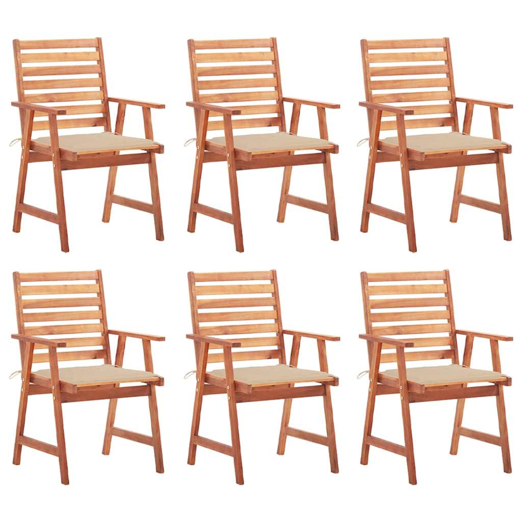 vidaXL Chaises de salle à manger de jardin 6 pcs avec coussins Bois d'acacia massif
