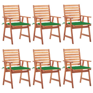 Garten-Essstühle 6 Stk. mit Kissen Massivholz Akazie