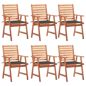 Garten-Essstühle 6 Stk. mit Kissen Massivholz Akazie
