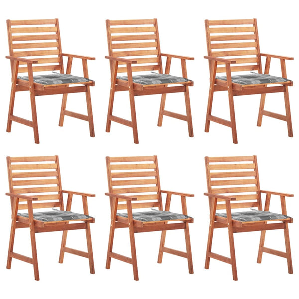 vidaXL Chaises de salle à manger de jardin 6 pcs avec coussins Bois d'acacia massif