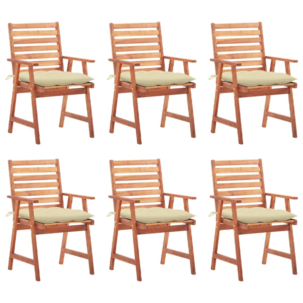 vidaXL Chaises de salle à manger de jardin 6 pcs avec coussins Bois d'acacia massif