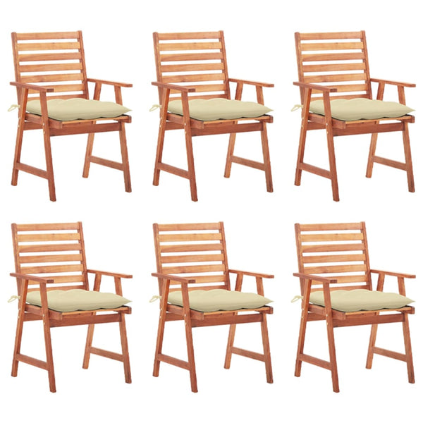 vidaXL Chaises de salle à manger de jardin 6 pcs avec coussins Bois d'acacia massif