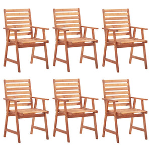 vidaXL Chaises de salle à manger de jardin 6 pcs avec coussins Bois d'acacia massif
