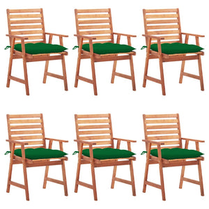 vidaXL Chaises de salle à manger de jardin 6 pcs avec coussins Bois d'acacia massif