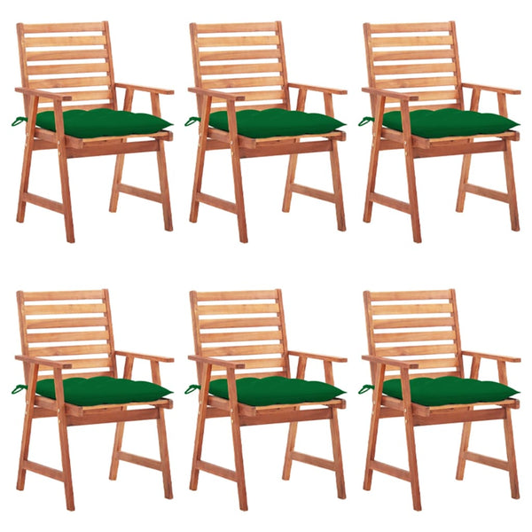 vidaXL Chaises de salle à manger de jardin 6 pcs avec coussins Bois d'acacia massif