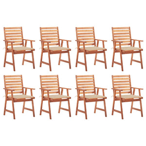vidaXL Chaises de jardin 8 pcs avec coussins Bois d'acacia massif