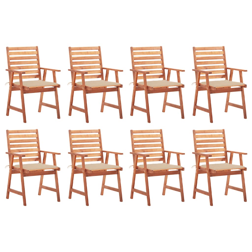vidaXL Chaises de jardin 8 pcs avec coussins Bois d'acacia massif