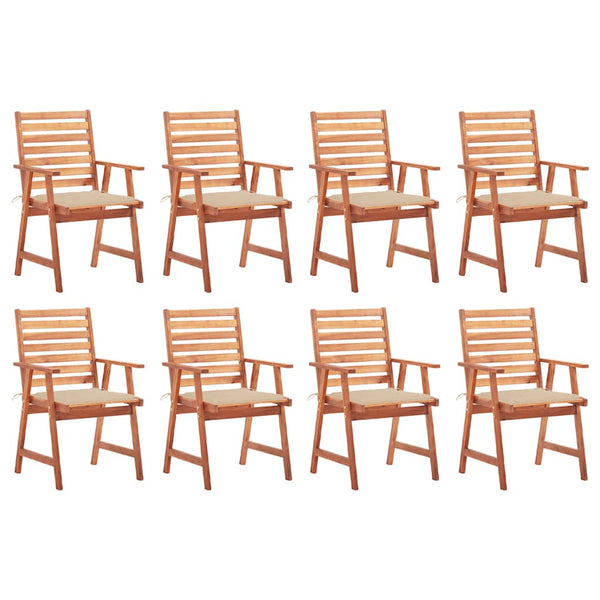 vidaXL Chaises de jardin 8 pcs avec coussins Bois d'acacia massif