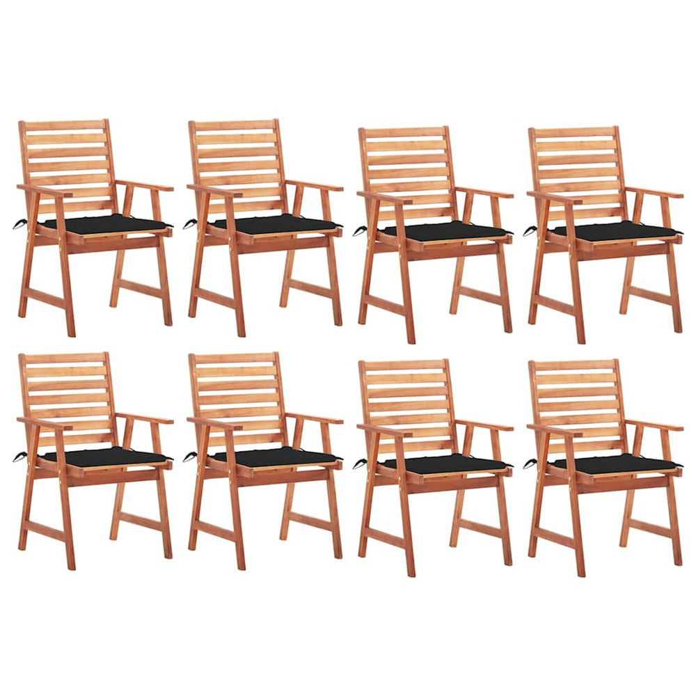 Garten-Essstühle 8 Stk. mit Kissen Massivholz Akazie
