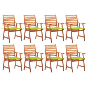 vidaXL Chaises de jardin 8 pcs avec coussins Bois d'acacia massif