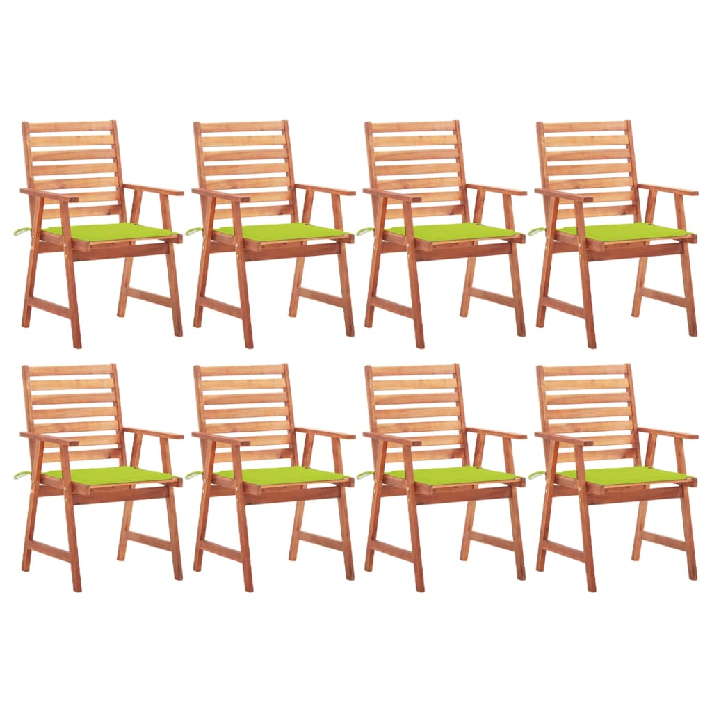 vidaXL Chaises de jardin 8 pcs avec coussins Bois d'acacia massif